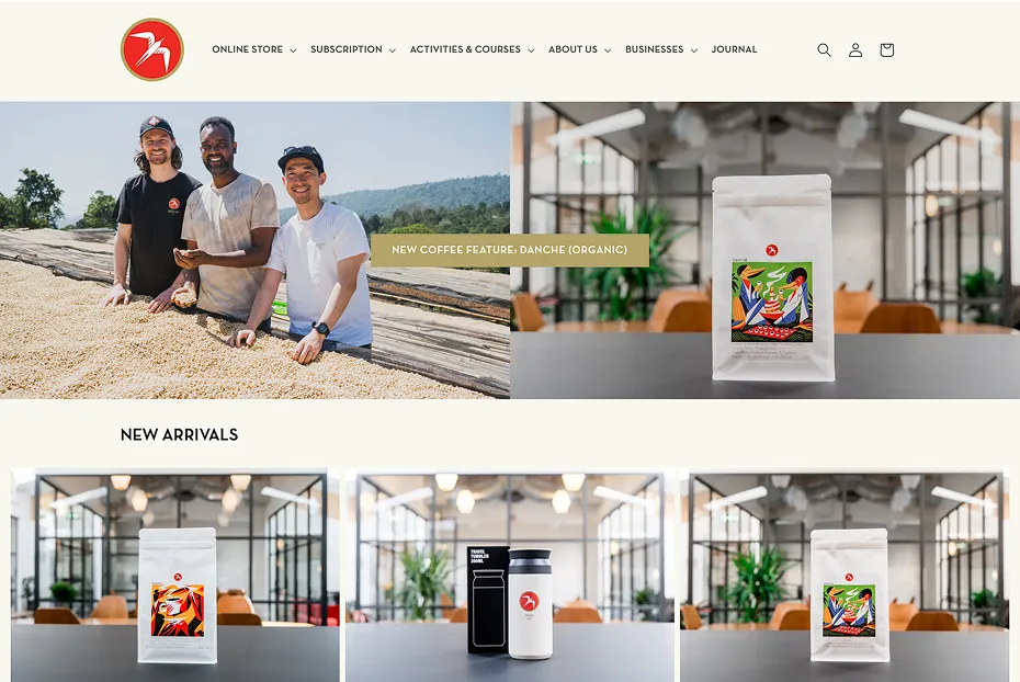 Screenshot of the Fuglencoffee.no homepage