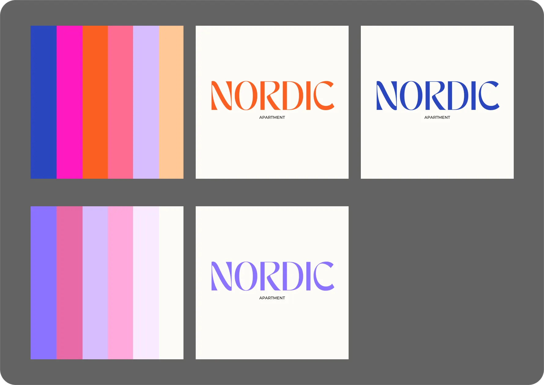 First selection of fonts in different color palettes that were being considered.