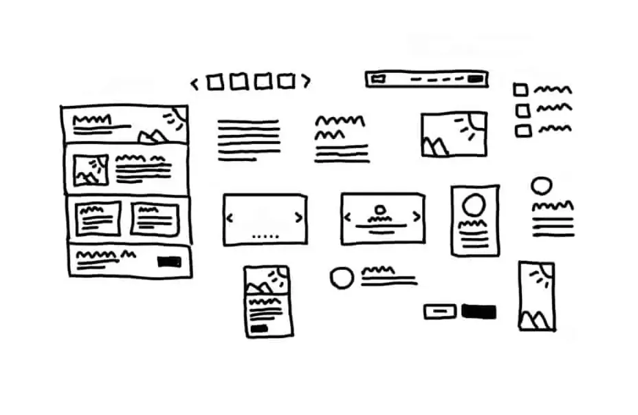 Sketch of various wireframes that could be used while prototyping.